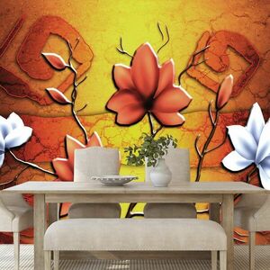 Samoprzylepna tapeta kwiaty w stylu etnicznym obraz