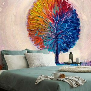 Samoprzylepna tapeta kolorowe akwarelowe drzewo obraz