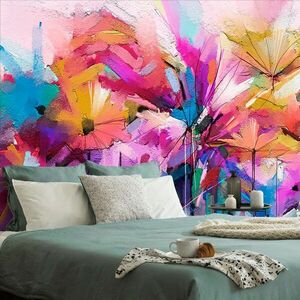Samoprzylepna tapeta abstrakcyjne kolorowe kwiaty obraz