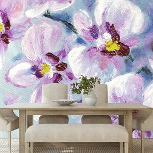 Samoprzylepna tapeta romantyczne fioletowe kwiaty obraz