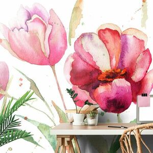 Samoprzylepna tapeta tulipany w ciekawym designie obraz