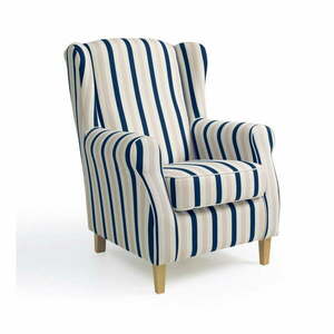 Niebiesko-biały fotel w paski Max Winzer Lorris obraz