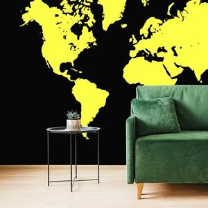 Samoprzylepna tapeta żółta mapa na czarnym tle obraz
