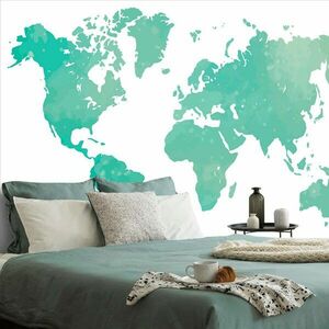 Samoprzylepna tapeta mapa świata w zielonym odcieniu obraz