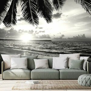 Samoprzylepna fototapeta czarno-biała karaibska plaża obraz