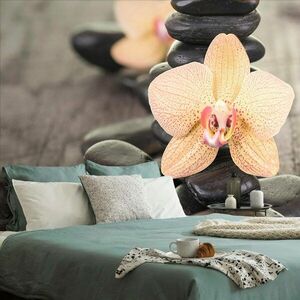 Samoprzylepna fototapeta orchidea i Zen kamienie obraz