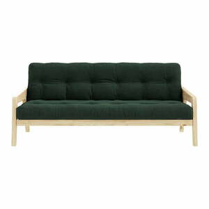 Sofa rozkładana ze sztruksową tapicerką Karup Design Grab Raw/Dark Green obraz