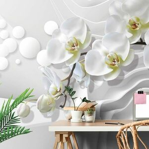 Samoprzylepna tapeta orchidea na abstrakcyjnym tle obraz