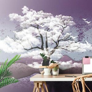Samoprzylepna tapeta drzewo pokryte chmurami obraz