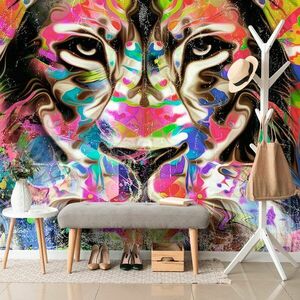 Samoprzylepna tapeta kolorowa głowa lwa obraz