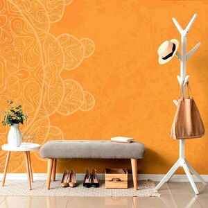Samoprzylepna tapeta pomarańczowa arabeska na abstrakcyjnym tle obraz