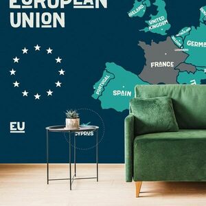 Samoprzylepna tapeta mapa edukacyjna z nazwami krajów UE obraz