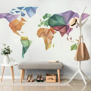 Samoprzylepna tapeta kolorowa mapa świata w stylu origami obraz