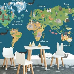Samoprzylepna tapeta mapa świata dla dzieci obraz