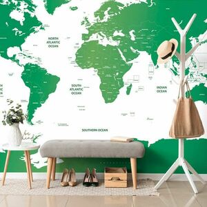 Samoprzylepna tapeta mapa świata z poszczególnymi państwami na zielono obraz