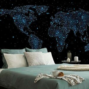 Samoprzylepna tapeta mapa świata z nocnym niebem obraz
