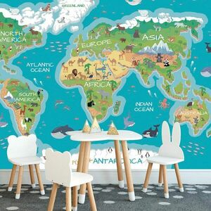 Samoprzylepna tapeta geograficzna mapa świata dla dzieci obraz