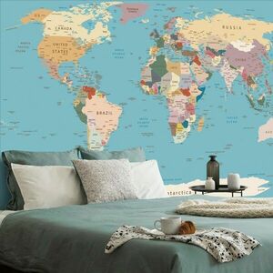 Samoprzylepna tapeta mapa świata z nazwami obraz