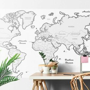 Samoprzylepna tapeta mapa świata z szarą obwódką obraz