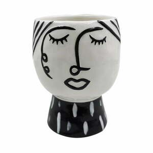 Czarno-biały porcelanowy wazon Mauro Ferretti Pot Face obraz