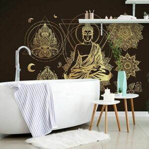 Samoprzylepna tapeta złoty medytujący Budda obraz
