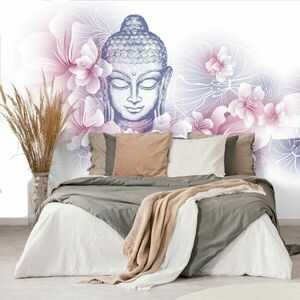 Samoprzylepna tapeta Budda z kwiatami sakury obraz