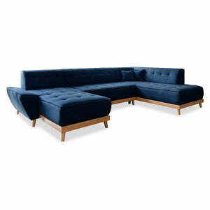 Granatowa rozkładana sofa w kształcie litery "U" Miuform Dazzling Daisy, prawostronna obraz