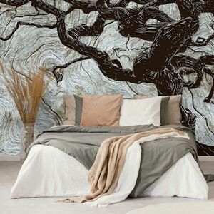 Samoprzylepna tapeta abstrakcyjne drzewo na drewnie obraz
