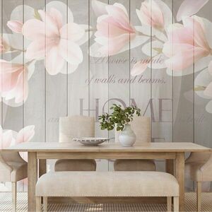 Samoprzylepna tapeta vintage magnolie z napisem obraz