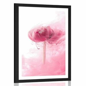 Plakat z passe-partout różowy kwiat w ciekawym designie obraz
