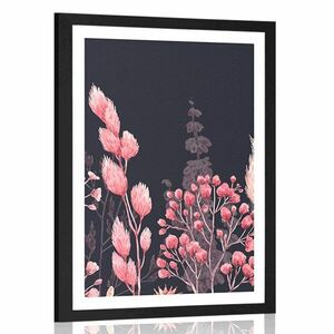 Plakat z passe-partout odmiany trawy na różowo obraz