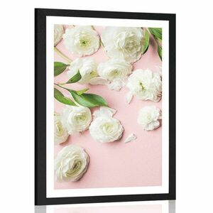Plakat z passe-partout róże w romantycznym wzorze obraz
