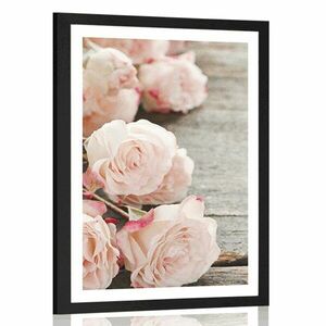 Plakat z passe-partout romantyczne róże obraz