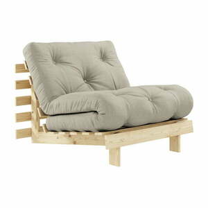 Fotel rozkładany z beżowym lnianym obiciem Karup Design Roots Raw/Linen obraz