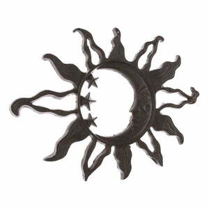 Czarna żeliwna dekoracja ścienna odpowiednia na zewnątrz Dakls Sun obraz