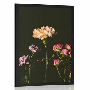 Plakat eleganckie kwiaty na ciemnym tle obraz