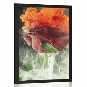 Plakat róża z abstrakcyjnymi elementami obraz
