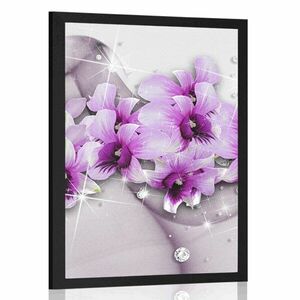Plakat fioletowe kwiaty na abstrakcyjnym tle obraz