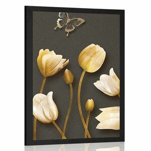 Plakat tulipany ze złotym motywem obraz