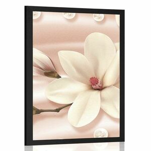 Plakat luksusowa magnolia z perłami obraz