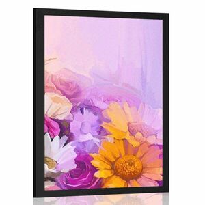 Plakat obraz olejny kolorowych kwiatów obraz