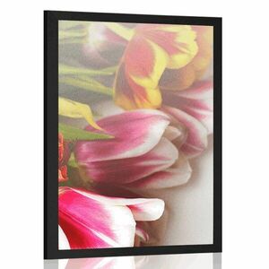 Plakat bukiet kolorowych tulipanów obraz