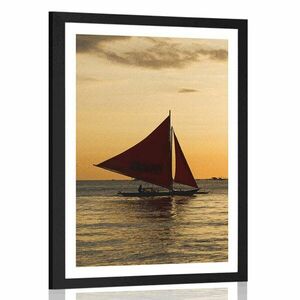 Plakat z passe-partout piękny zachód słońca nad morzem obraz