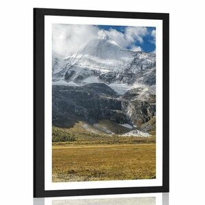 Plakat z passe-partout majestatyczny górski krajobraz obraz