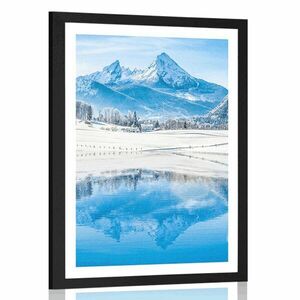 Plakat z passe-partout śnieżny krajobraz w Alpach obraz