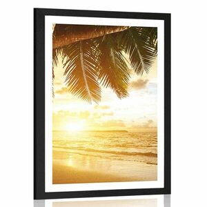 Plakat z passe-partout wschód słońca na karaibskiej plaży obraz