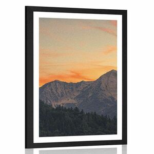 Plakat z passe-partout zachód słońca w górach obraz