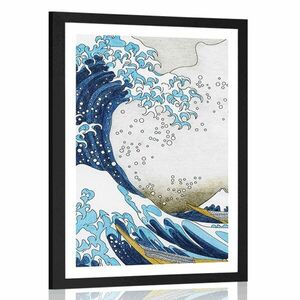 Plakat z passe-partout reprodukcja Wielka fala z Kanagawy - Katsushika Hokusai obraz