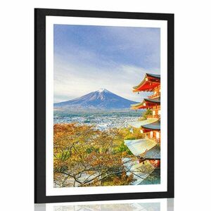 Plakat z passe-partout widok na Pagoda Chureito i górę Fuji obraz