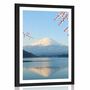 Plakat z passe-partout widok z jeziora na Fuji obraz